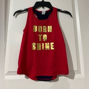 Red and blue girl’s shirt, born to shine, size small 7/8
